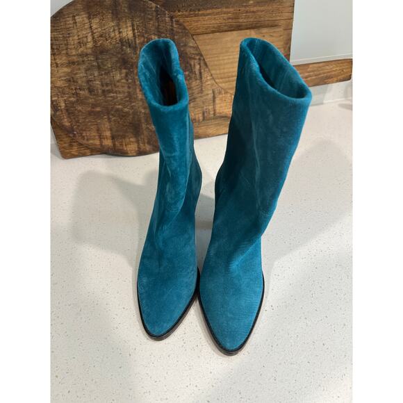 Never Worn Isabel Marant size 36 teal suede boots booties - Picture 2 of 7